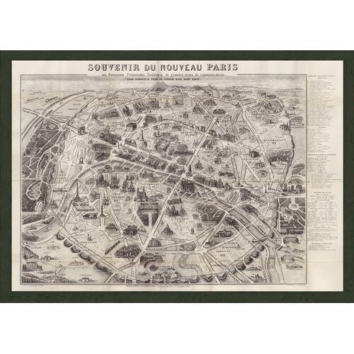 Sepia Paris Map, 1890s Art Print, 16.5" x 23"