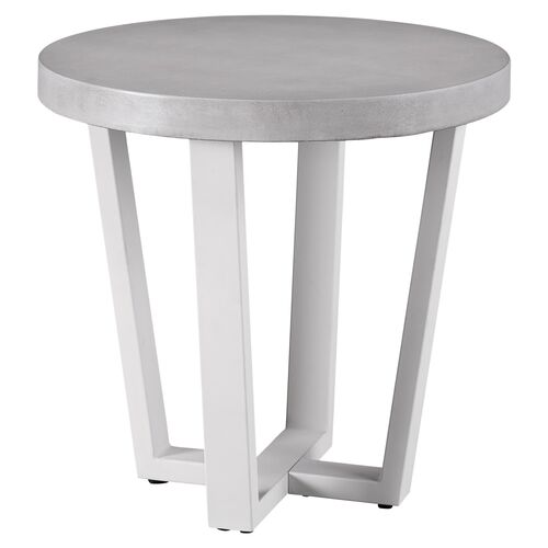 Coastal Living Keegan Outdoor Concrete End Table, White/Gray