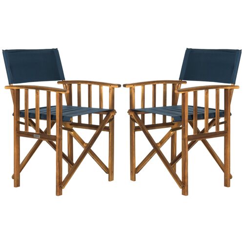 Miles Outdoor Director's Chairs, Navy/Natural~P61637436