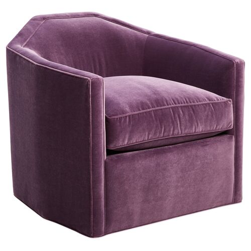 Speakeasy Swivel Club Chair, Fig Velvet~P77374384