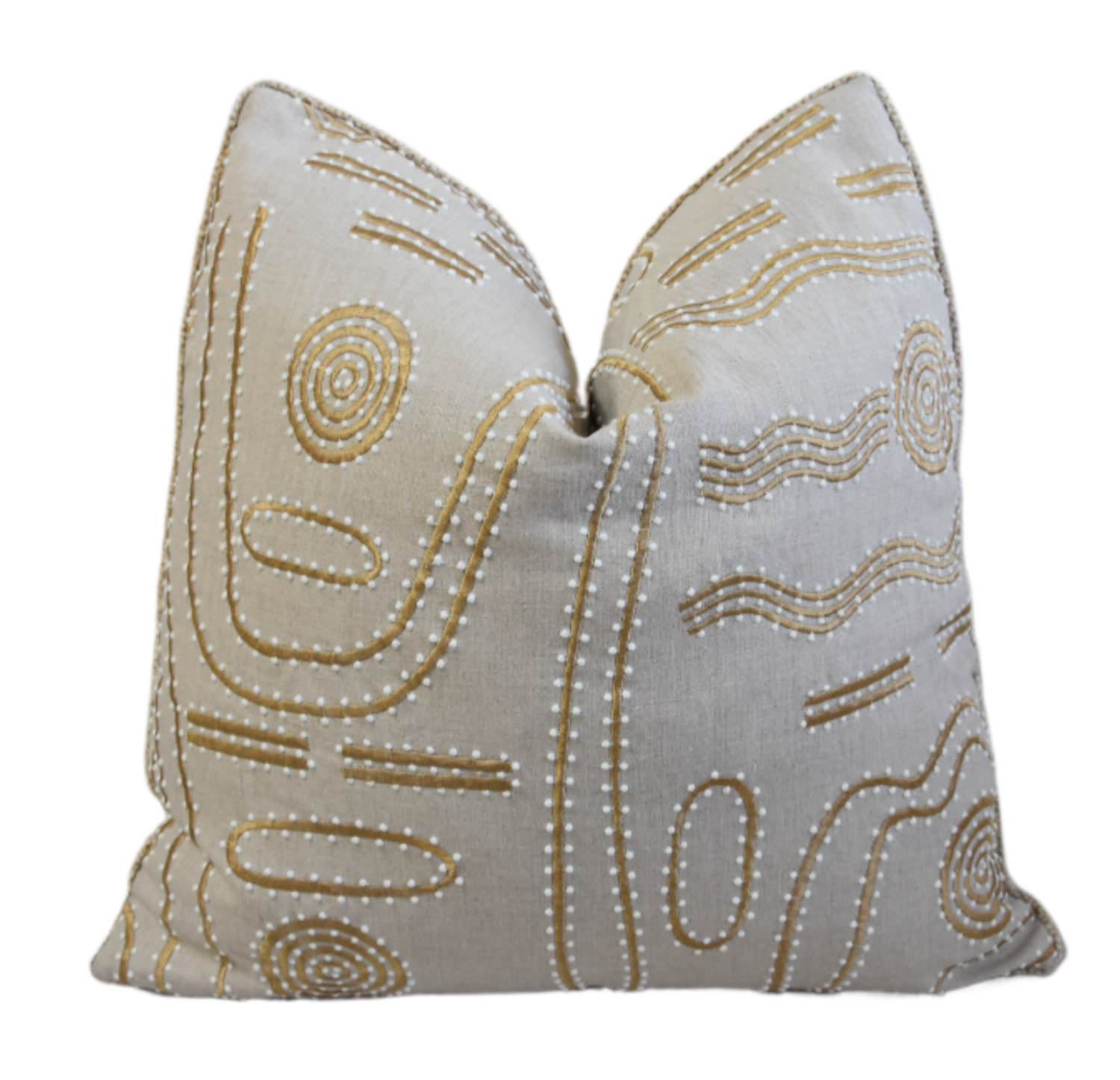 Designer Modern Embroidered Gold Pillow Designer Modern Embroidered Gold Pillow~P77758991