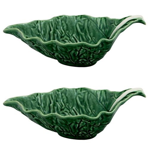 S/2 Cabbage Sauceboats, Green
