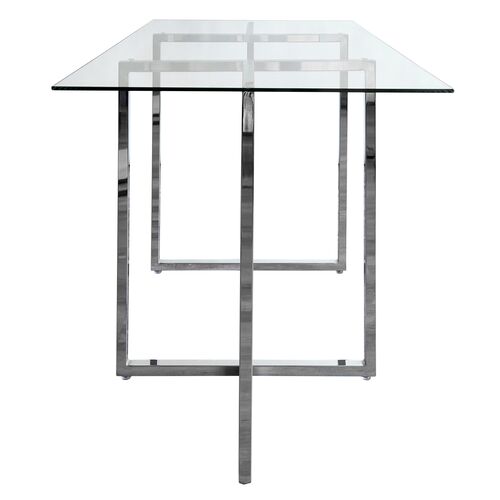 Legend Rectangular Glass Dining Table, Chromed Steel