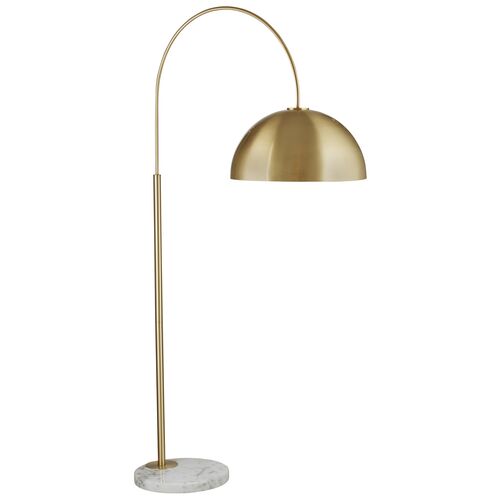 Samuel Marble Floor Lamp, White/Brass