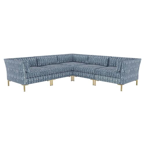 L Shaped Blue Sofas