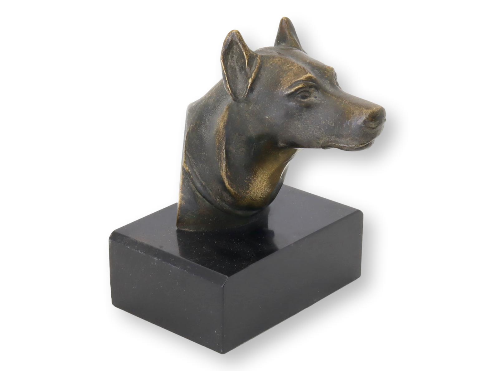 Bronze Doberman Dog Sculpture on Marble~P77677983