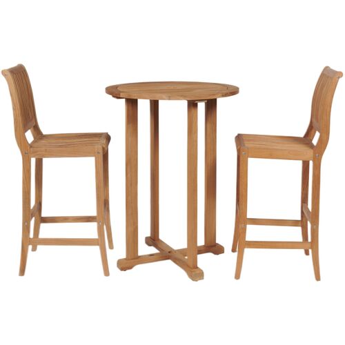 Palm 3-Pc Outdoor Teak Bar Set, Natural~P77363634