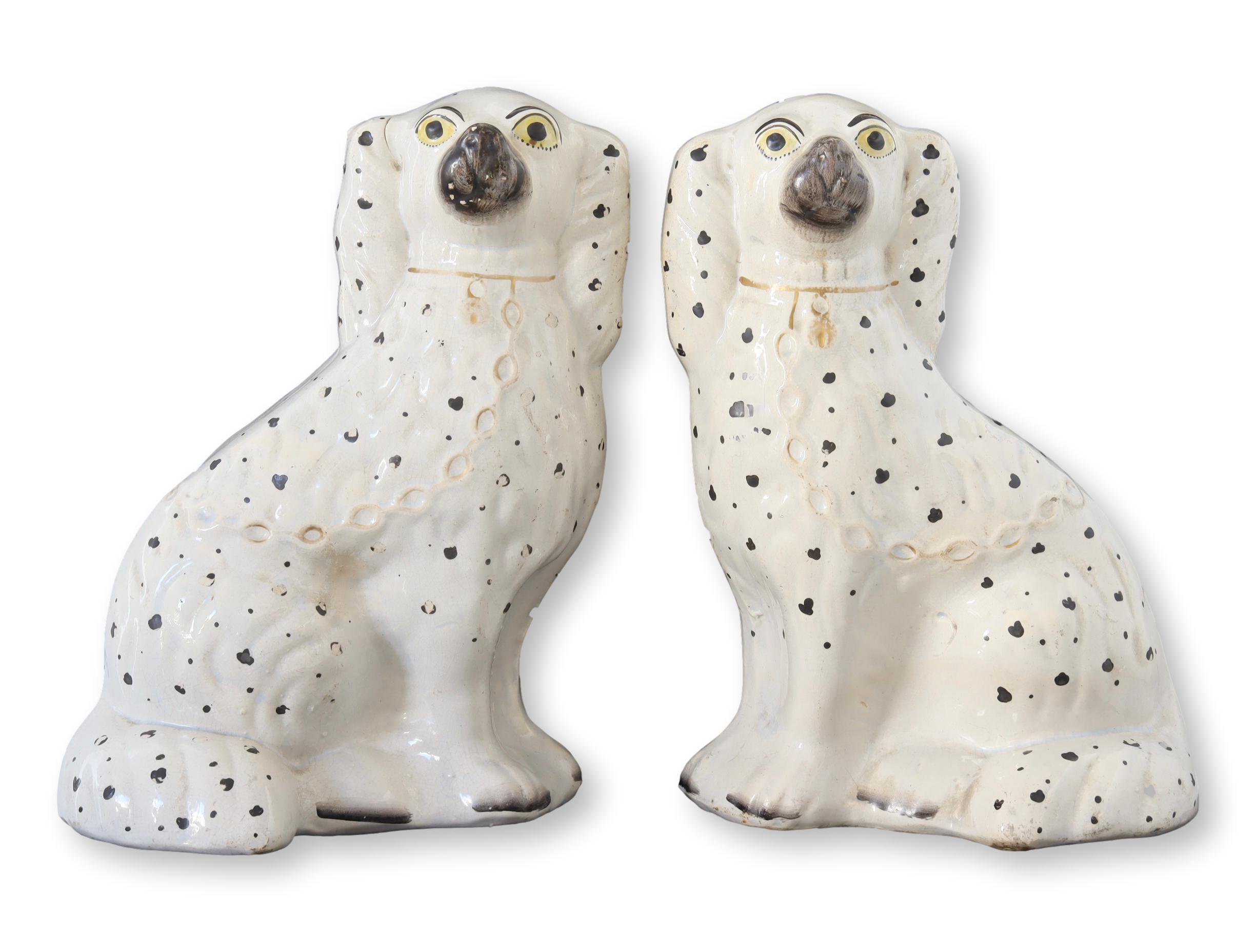 Antique English Staffordshire Dogs, Pair~P77688793