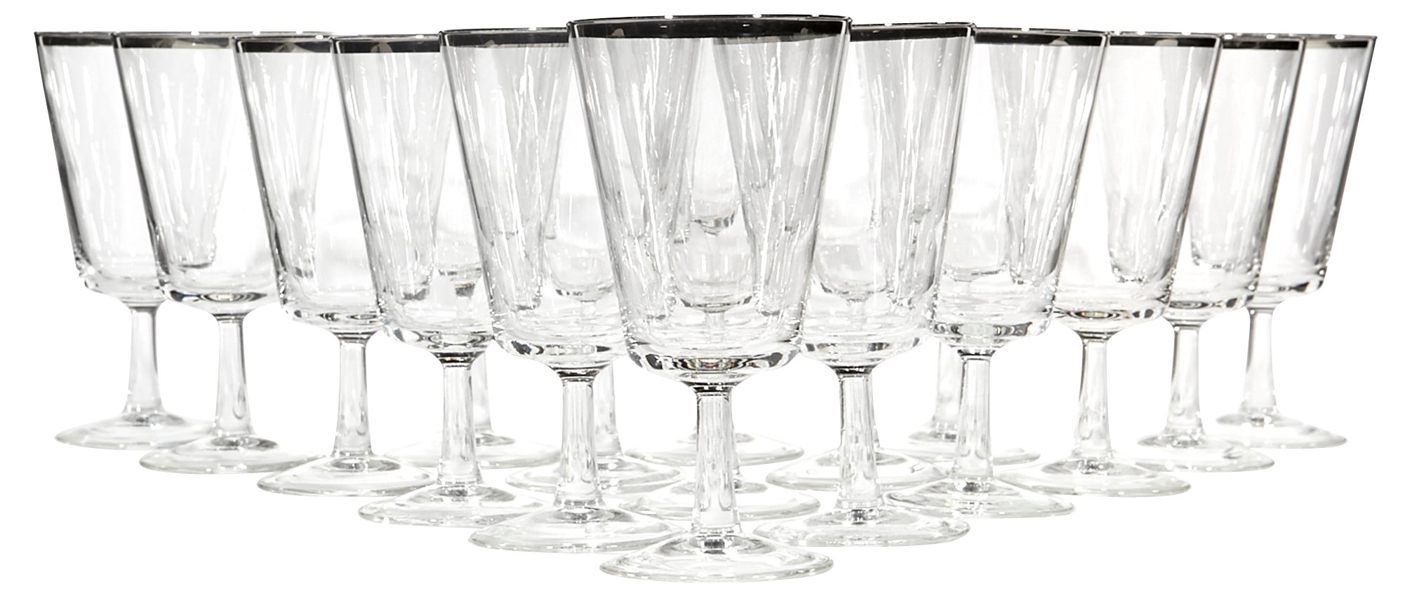 French Silver Rim Glass Wine Stems, S/17~P77415703