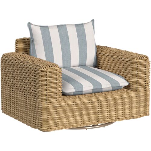Sylvian Outdoor Aluminum/Resin Wicker Oversized Swivel Club Chair, Medium Wood Sylvian Outdoor Aluminum/Resin Wicker Oversized Swivel Club Chair, Medium Wood