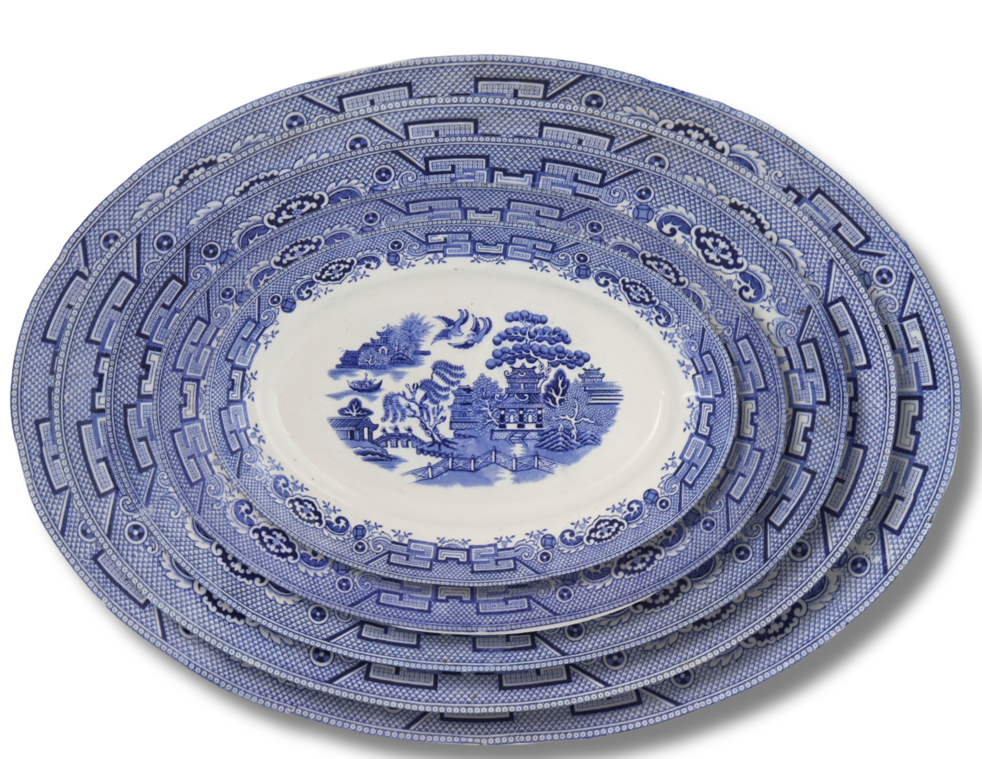 Vintage English Willow Pattern Platters,~P77728952