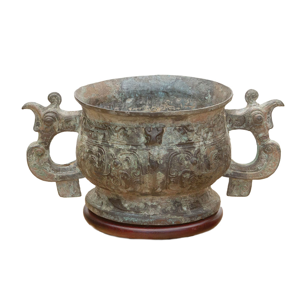 Antique Dragon Bronze Verdigris Vase~P77738489