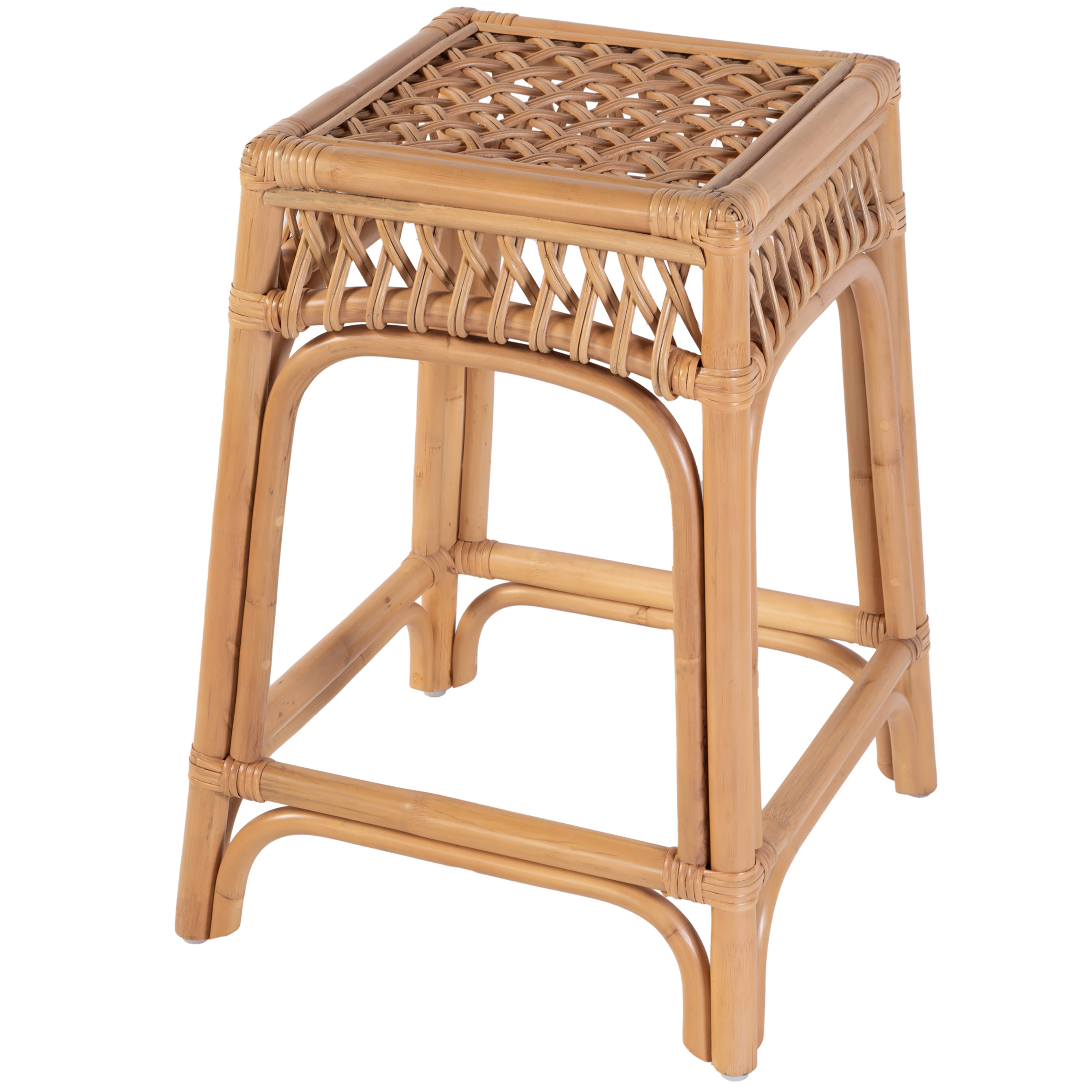 Evric Square Counter Stool, Natural Rattan