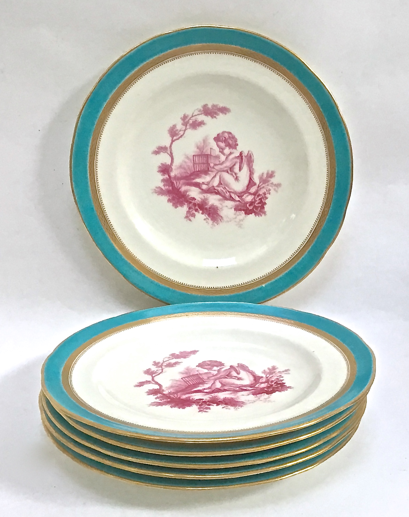 Antique Minton Cherub Plates, S/6~P77346487