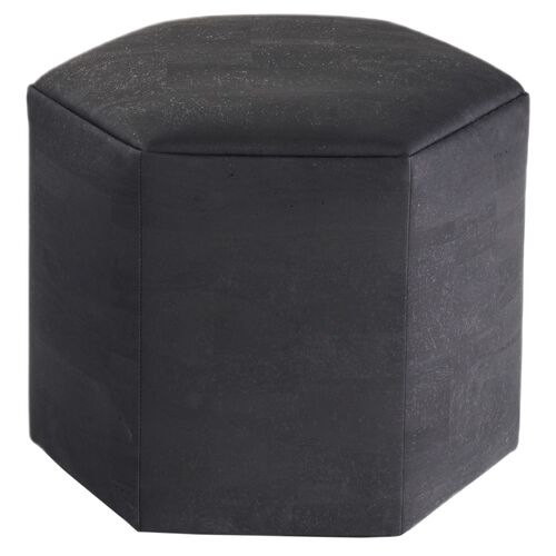Destin Hexagon Ottoman, Black Cork