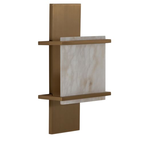 Brooks Alabaster Wall Sconce, Antique Brass