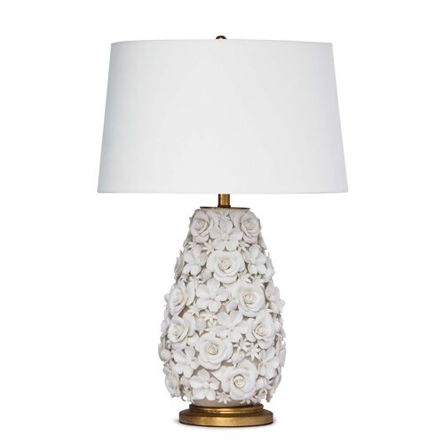 Southern Living Alice Flower Table Lamp, White~P77424738