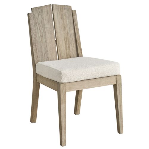 Coastal Living Montclair Outdoor Side Chair, Warm Weathered Teak/Harborside Ivory Sunbrella