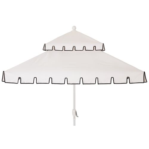 Liz Two-Tier Square Patio Umbrella, White/Black~P77524350