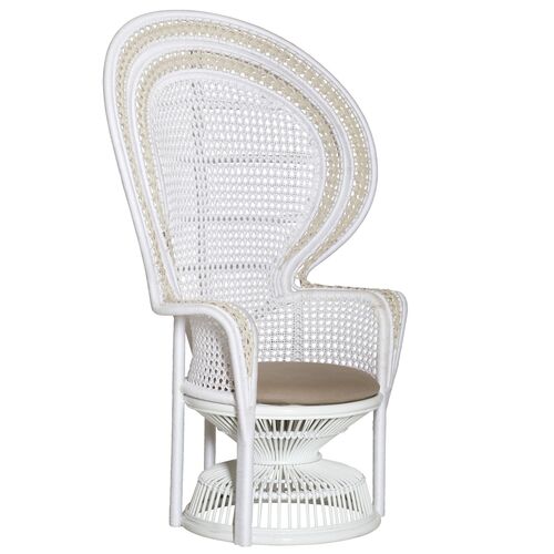 Emanuelle Wicker Armchair, White Emanuelle Wicker Armchair, White