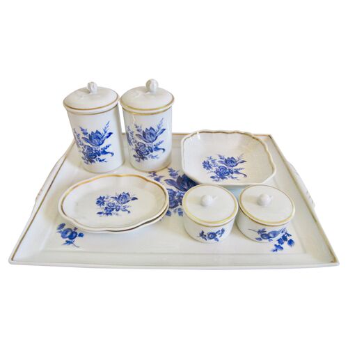Ginori Italian Gilt Porcelain Vanity Set~P77554417