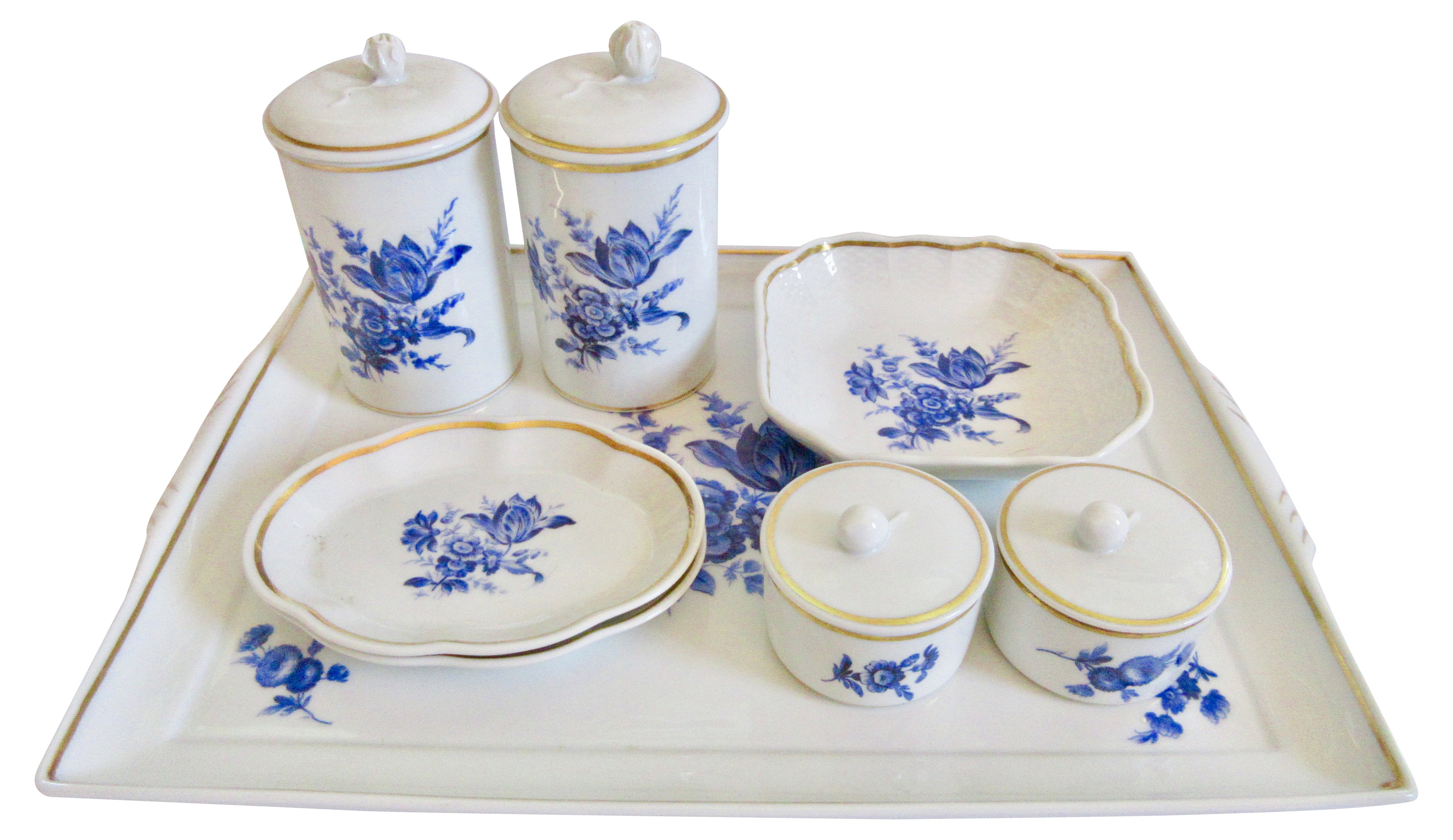 Ginori Italian Gilt Porcelain Vanity Set~P77554417