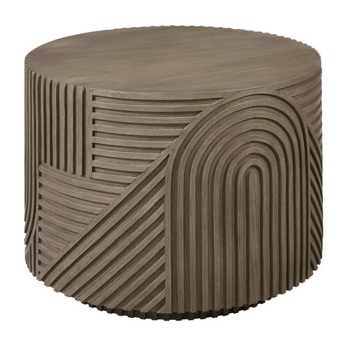 Maxine Outdoor Round Drum Side Table, Brown~P77650416