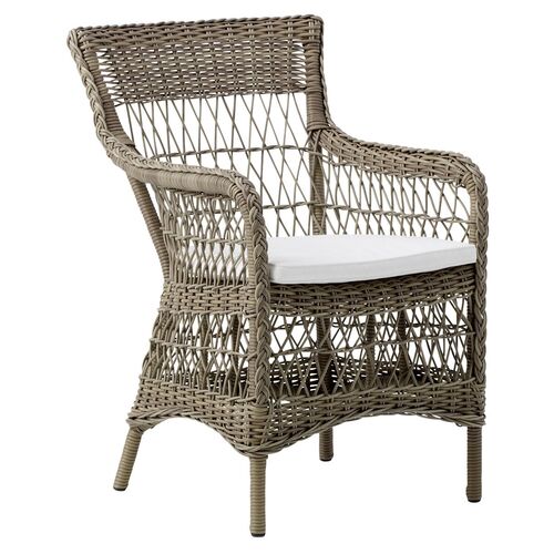 Marie Outdoor Armchair, Antiqued Brown/White~P77096042