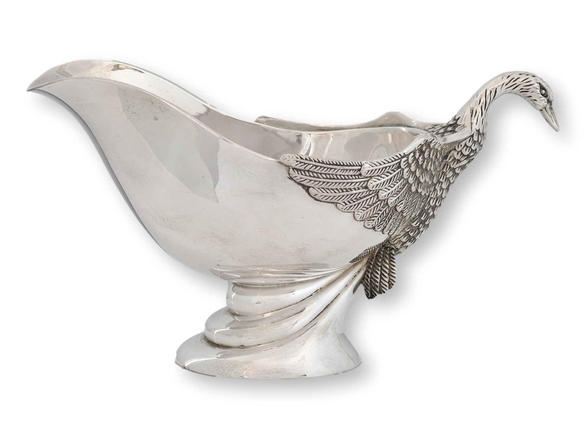 French Silverplate Swan Gravy/Sauce Boat~P77741144