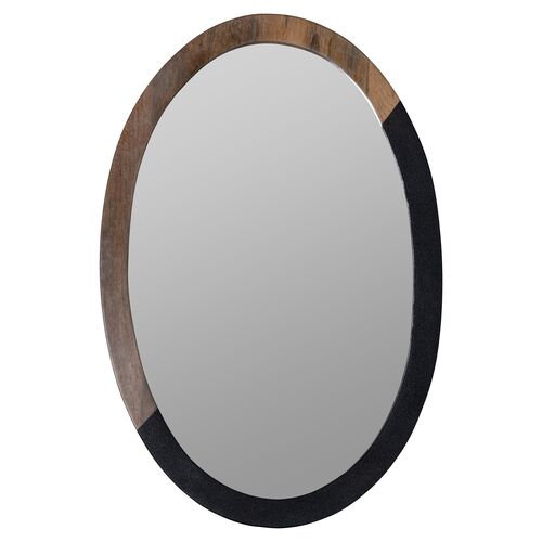 Bryna Two-Toned Oval Wall Mirror, Black/Natural