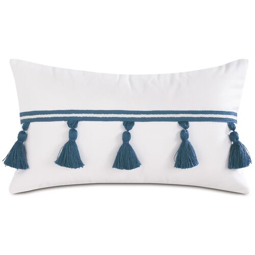 Celeste 13x22 Outdoor Lumbar Pillow, White/Blue~P77578683