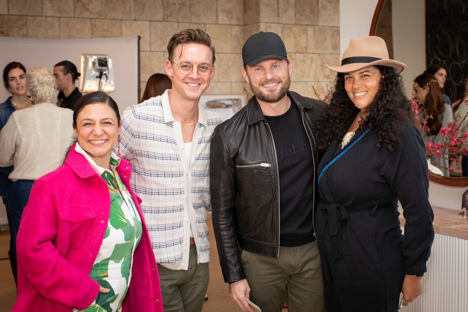 Left to right: Jungalow CEO Sara Rezvanpour Rose; Brady Tolbert, creative director at Bobby Berk Home; Bobby Berk; and Jungalow founder Justina Blakeney. Photo by Erika Hokanson.
