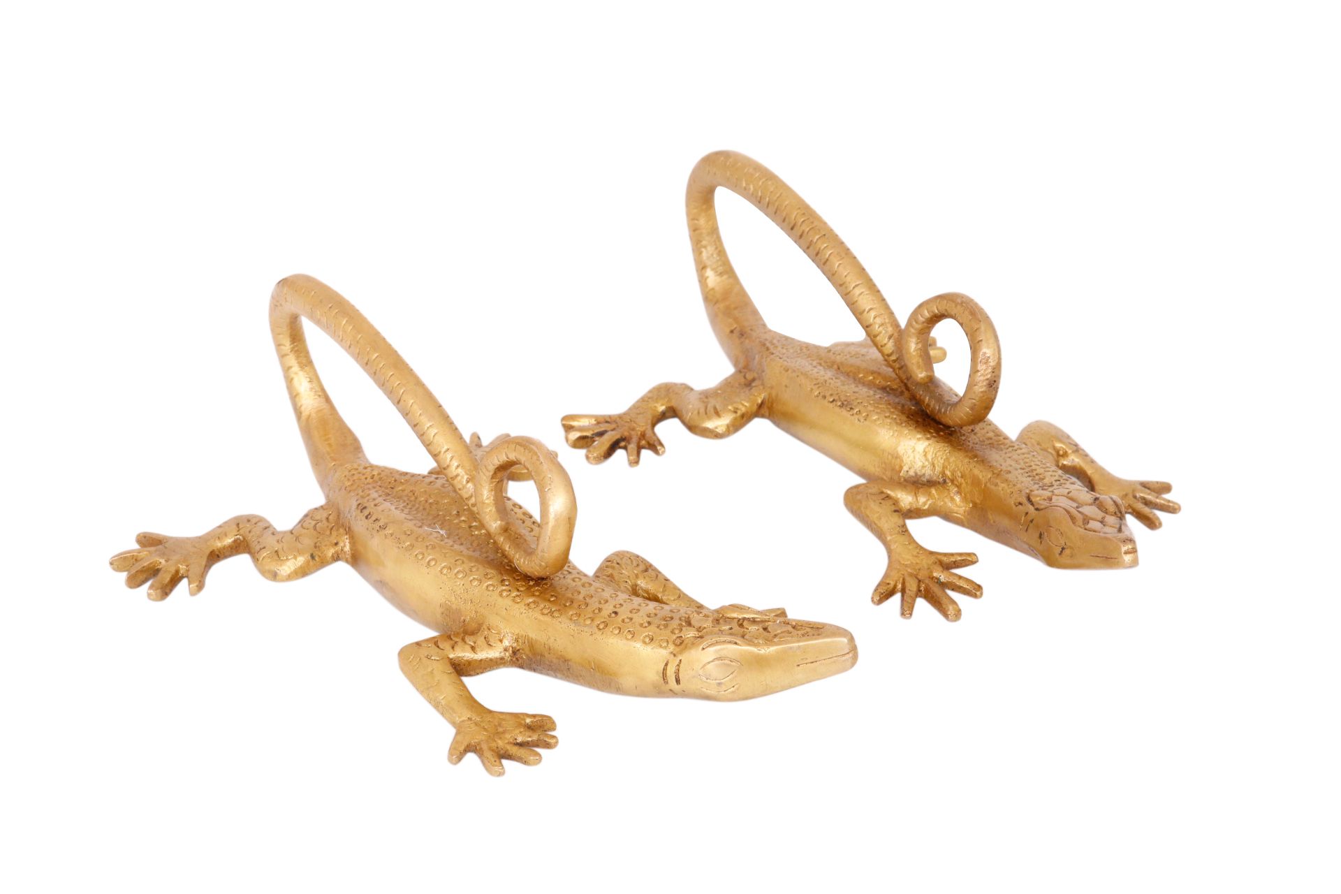 Brass Curled Tail Lizard Handles, a Pair~P77658356