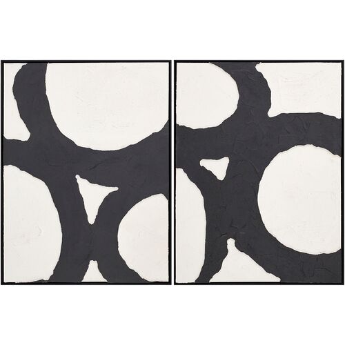 Circulos Framed Diptych Painting, 32" x 24" Circulos Framed Diptych Painting, 32" x 24"