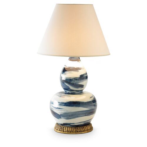 Brushstroke Table Lamp, Blue/White~P77376089