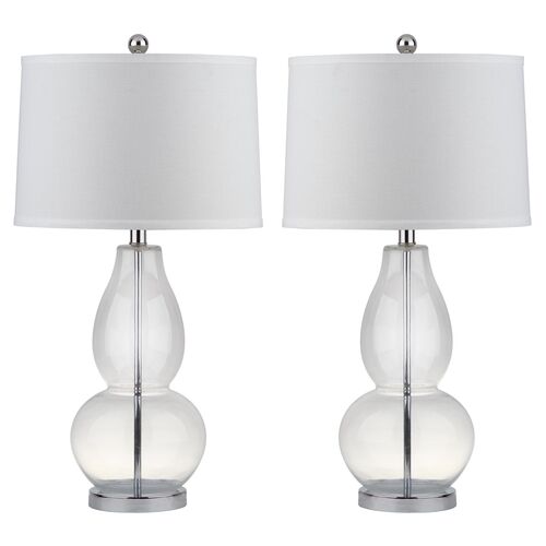 S/2 S/2 Adele Gourd Table Lamps, Clear Glass~P46316745