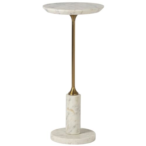Posie Marble Drink Table, White/Grey