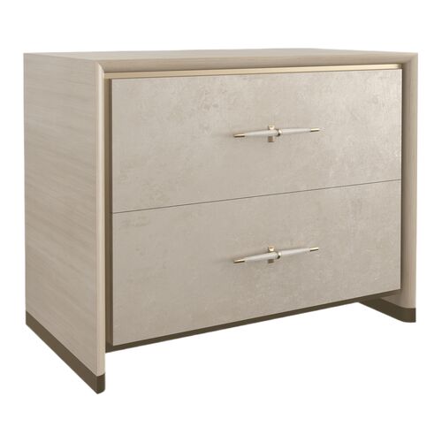 Telavina 2-Drawer Nightstand, Dry Martini/Winter Frost/Brushed Gold Telavina 2-Drawer Nightstand, Dry Martini/Winter Frost/Brushed Gold