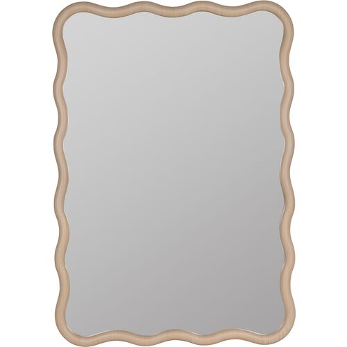 Kiki Wave Wall Mirror, Light Maple