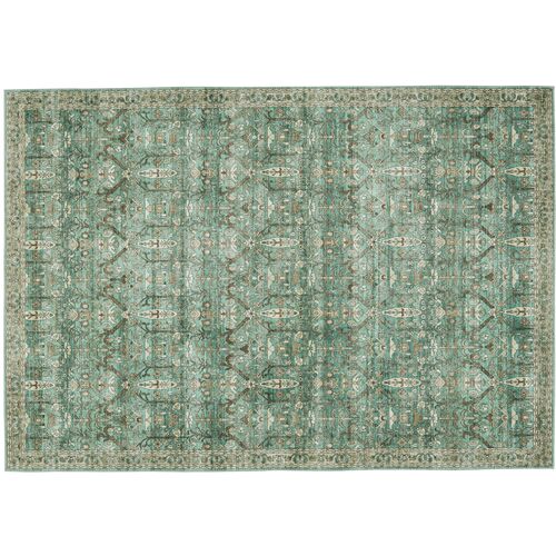Razi Trellis Rug, Green/Tan