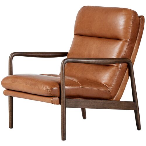 Elliot Leather Accent Chair, Dakota Tobacco