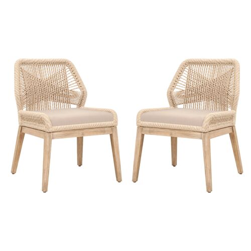 S/2 Easton Side Chairs, Sand/Light Gray~P77337194