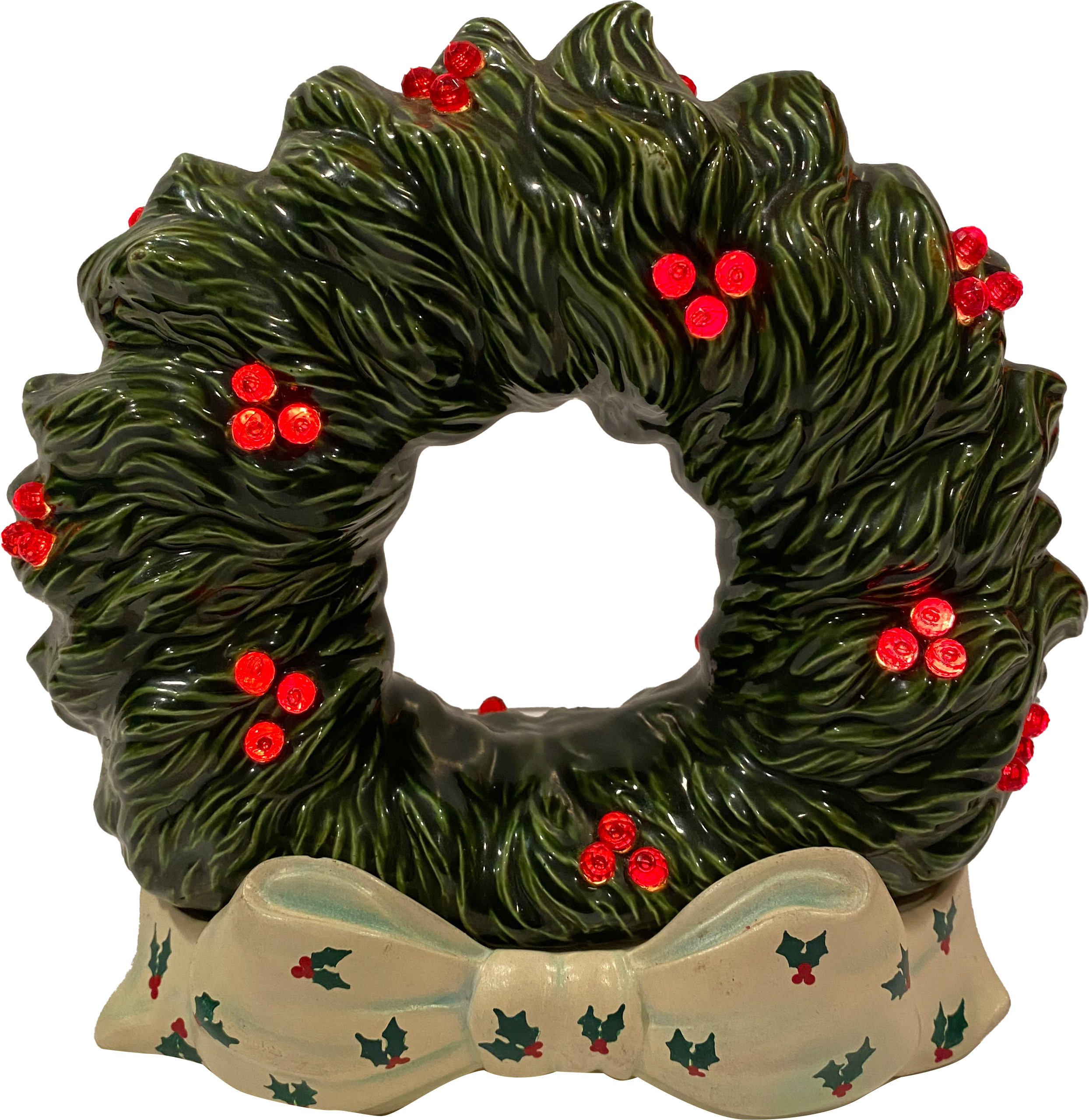 Light Up Ceramic Wreath w/Berries & Bow~P77633759