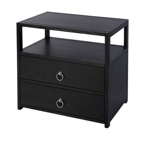 Sully 28" Rectangular Wood 2-Drawer Wide Nightstand with Open Shelf Sully 28" Rectangular Wood 2-Drawer Wide Nightstand with Open Shelf