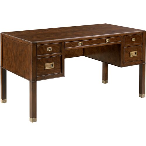 Cash Executive Desk, Walnut/Brass~P111119979