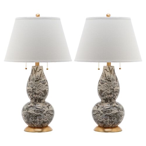 S/2 Libby Table Lamps, Grey~P46309297