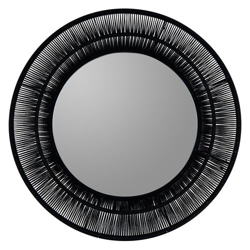 Harvey Woven Round Wall Mirror, Black~P111111806