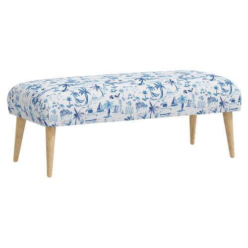 Sully Beach Toile Bench, Navy~P77641293