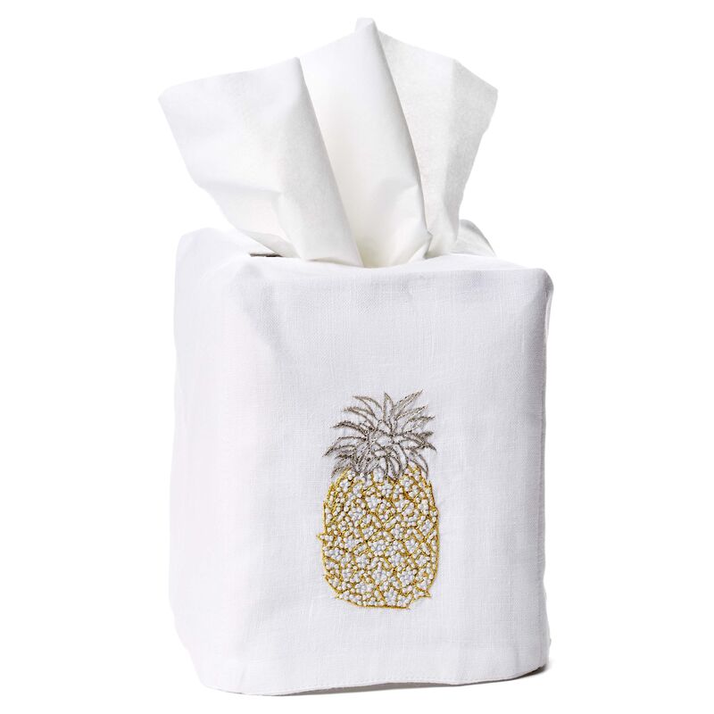 Pineapple Linen Tissue-Box Cover