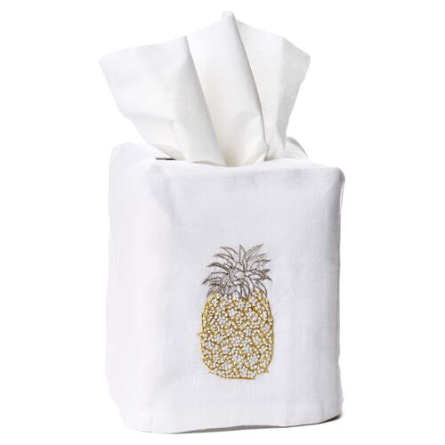 Pineapple Linen Tissue-Box Cover~P77091655